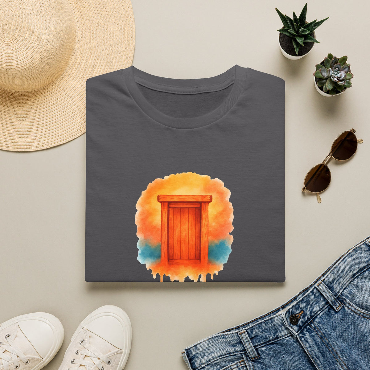 Wooden Door Illustration T-Shirt