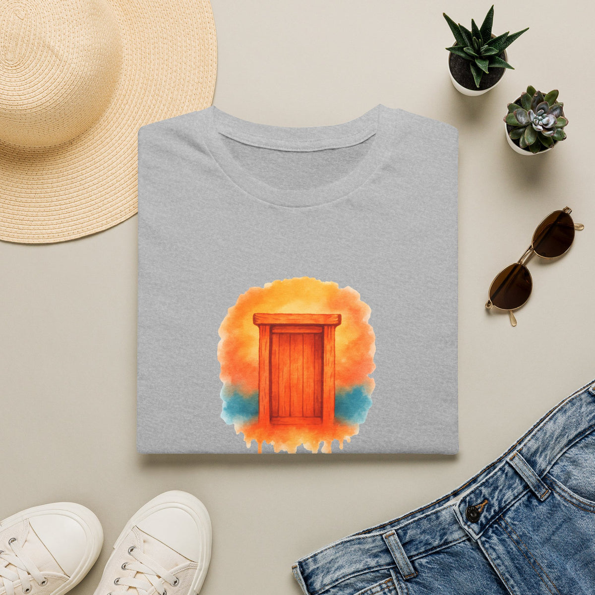 Wooden Door Illustration T-Shirt